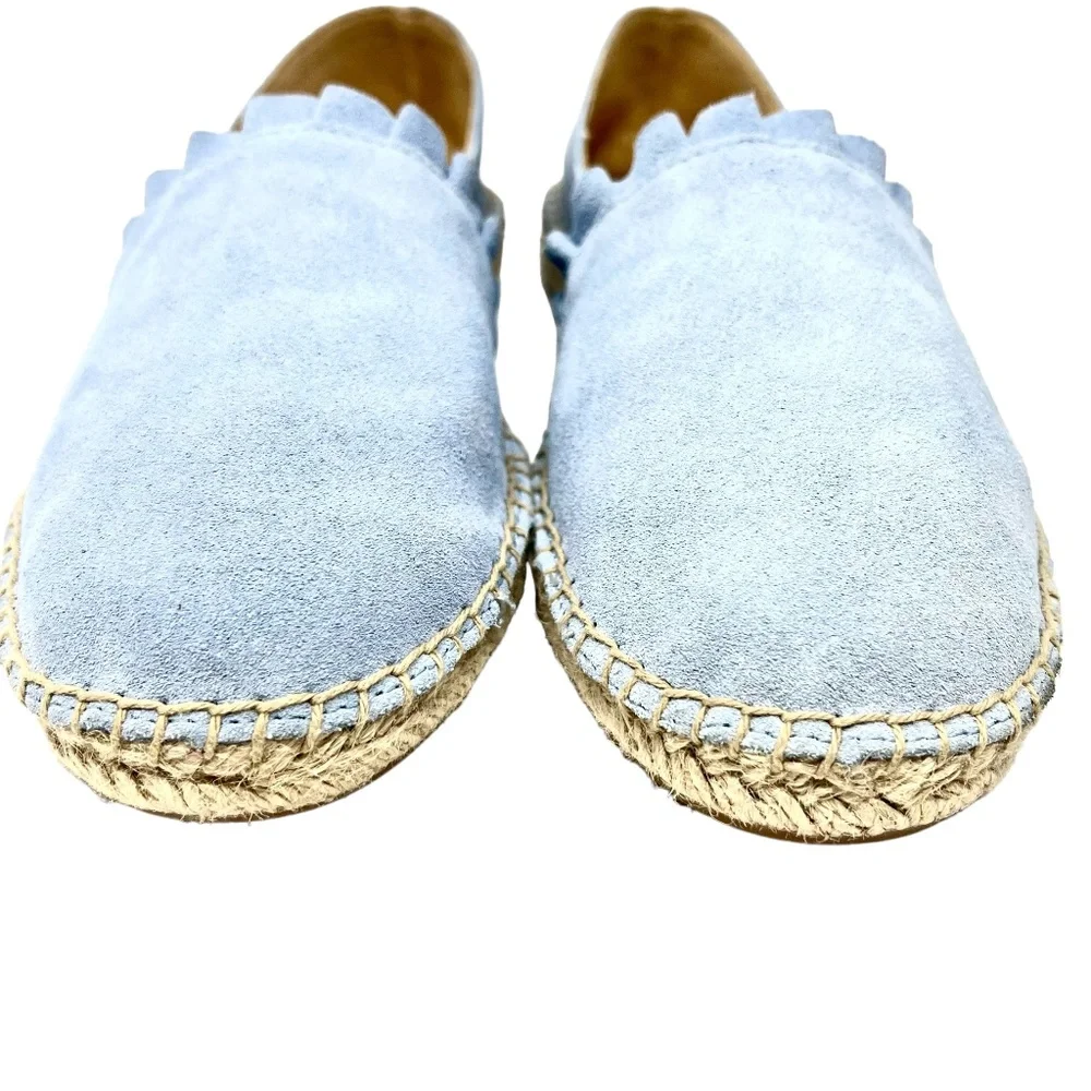 Talbots women's Izzy Light Blue Suede Espadrille Slip On Flats size 8